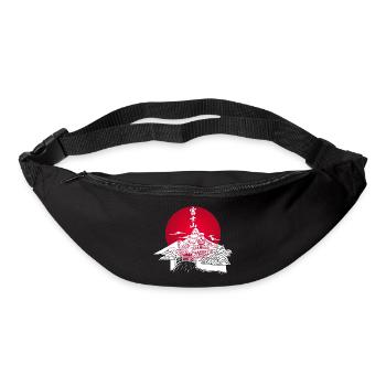 White Japanese Landscape and Red Sun - Bum bag - black - Front
