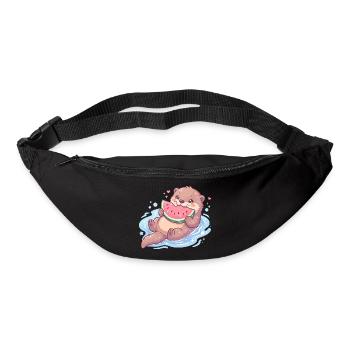 Kawaii Otter Eating Watermelon - Bum bag - black - Front