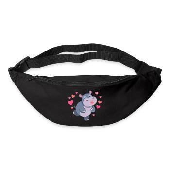 Herziger Hippo mit Herzen und Kussmund - Gürteltasche - Schwarz - Vorne