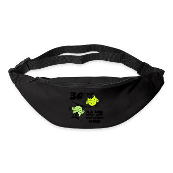 Geburtstag 30, Eulen am Drahtseil, rund - Gürteltasche - Schwarz - Vorne