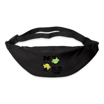 Geburtstag 70, Eulen am Drahtseil, rund - Gürteltasche - Schwarz - Vorne