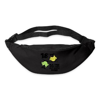 Geburtstag 18, Eulen am Drahtseil, rund - Gürteltasche - Schwarz - Vorne