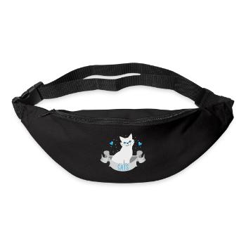 Weiße Katzen auf einem Banner mit blauen Herzen - Gürteltasche - Schwarz - Vorne