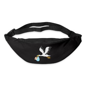 Cigogne avec bébé - Sac banane - noir - Devant