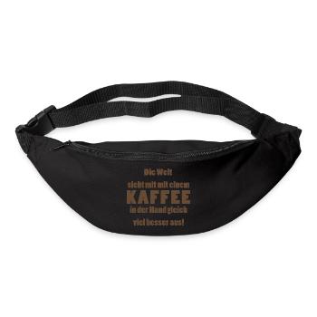 Die Welt sieht mit Kaffee gleich viel besser aus! - Gürteltasche - Schwarz - Vorne