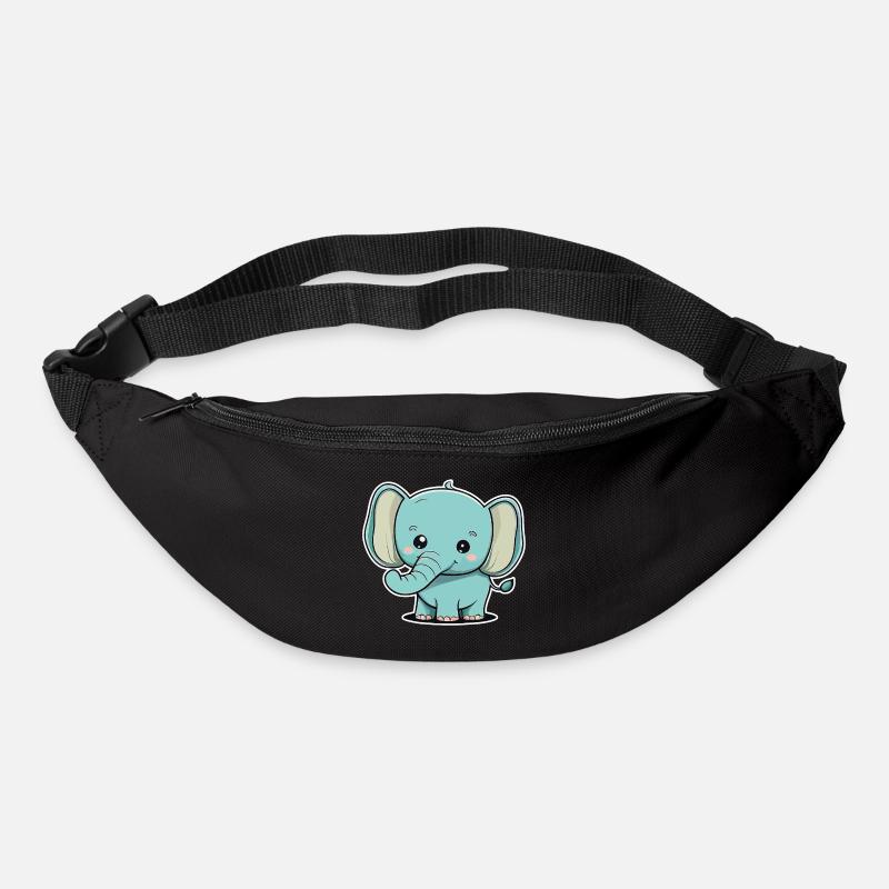 Éléphant éléphant bébé mignon mignon bande dessinée bande dessinée - Sac banane - noir