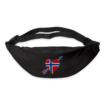 Drapeau de la Norvège coeur amoureux - Sac banane - noir - Devant