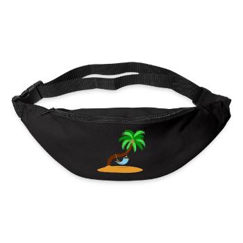 Lonely island with palm tree and hammock - Bum bag - black - Front