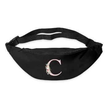 C | Monogramme | Eucalyptus Pastel Fleur Bleu - Sac banane - noir - Devant