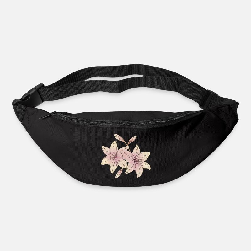 Lilien Blumen - Gürteltasche - Schwarz