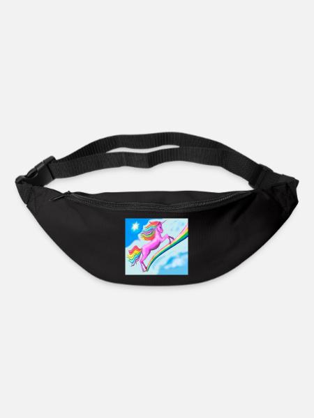 Licorne et arc-en-ciel - Sac banane - noir