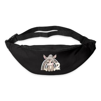 2. Geburtstag Esel Regenbogen Süß Niedlich - Gürteltasche - Schwarz - Vorne