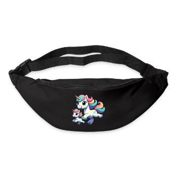 Mère licorne avec enfant - Sac banane - noir - Devant