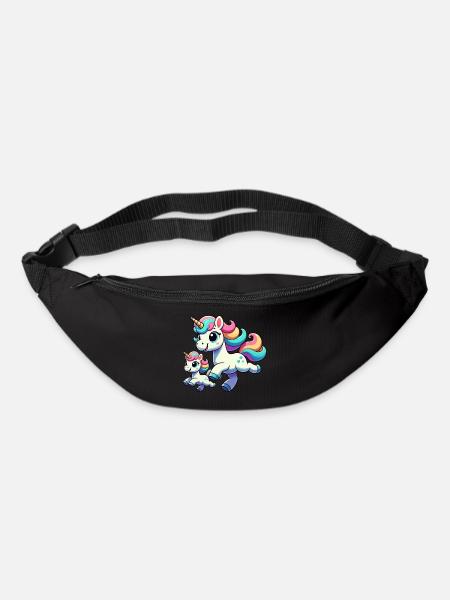 Einhorn-Mutter mit Kind - Gürteltasche - Schwarz