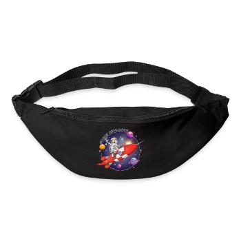 L’astronaute et la fusée rouge dans l’espace - Sac banane - noir - Devant