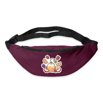 Thé Fruity Lunchbag ,Autocollant de dessin animé de thé - Sac banane - bordeaux  - Devant