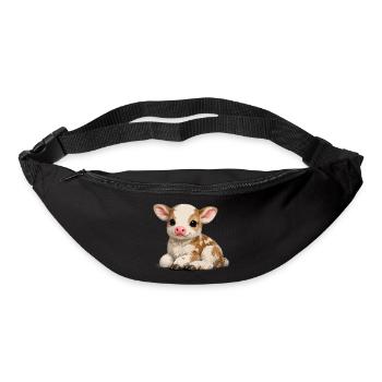 Süßes Kalb-Kuscheltier - Gürteltasche - Schwarz - Vorne