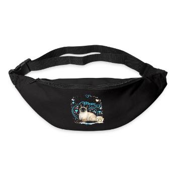 Maman siamoise aux pattes en cœur bleu - Sac banane - noir - Devant
