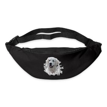 Golden Retriever (blanc) dans le trou de verre - Sac banane - noir - Devant