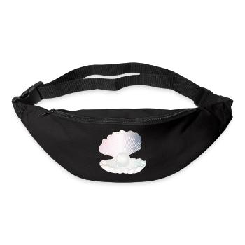 coquille ouverte irisée avec grosse perle - Sac banane - noir - Devant