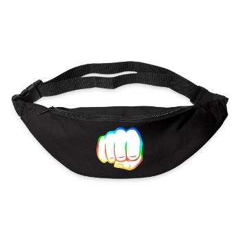 Geballte Faust bunt fist bump cool Logo Symbol - Gürteltasche - Schwarz - Vorne
