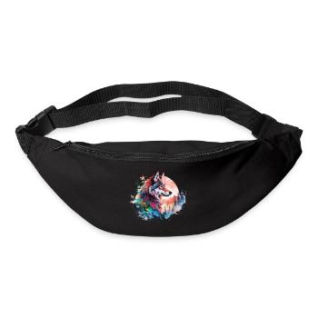 Wolf Wolfskopf Natur Wildnis Wald Bäume Kunst - Gürteltasche - Schwarz - Vorne