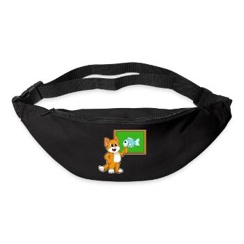 École du professeur chat pointant des bâtons - Sac banane - noir - Devant