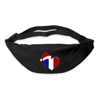 Drapeau de la France Coeur de Noël - Sac banane - noir - Devant
