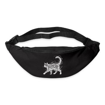 Art de lignes de chat minimaliste en gribouillis japonais - Sac banane - noir - Devant