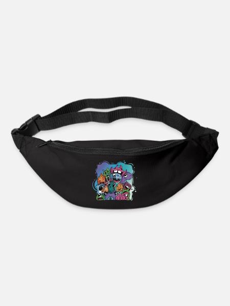 Idée cadeau fantasy doodle art dessin personnages - Sac banane - noir