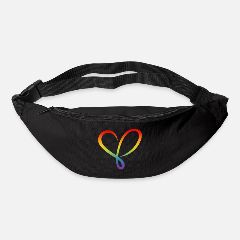 Regenbogen Herz - Gürteltasche - Schwarz