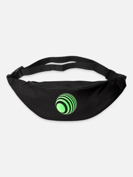 3D-Ball mit grünen Streifen - Gürteltasche - Schwarz