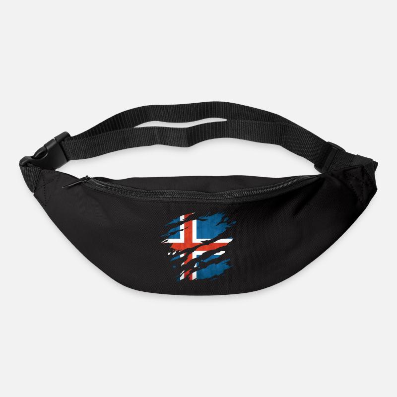 Island - Nationalfahne, Kratzer, Risse - Gürteltasche - Schwarz