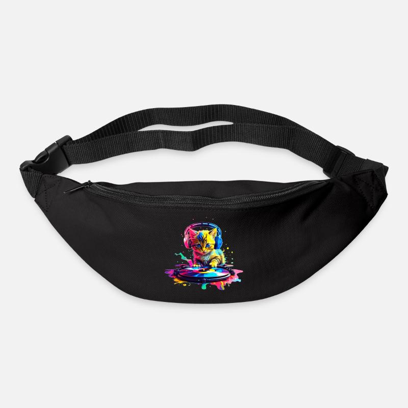 Chaton DJ - Arc-en-ciel - Sac banane - noir