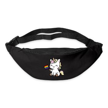 Little unicorn with rainbow flag - Bum bag - black - Front