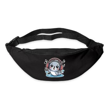 Cute seal with headphones and music notes - Bum bag - black - Front