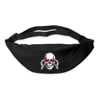Skull with Pink Fish - Bum bag - black - Front