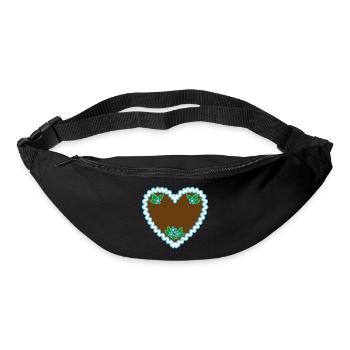 05 Lebkuchenherz Blumchen Dein Text Wunschtext - Gürteltasche - Schwarz - Vorne
