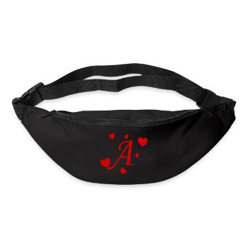 Letter A with hearts - Bum bag - black - Front