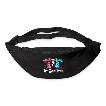 Pink oder Blau Wir lieben dich - Gender Reveal - Gürteltasche - Schwarz - Vorne