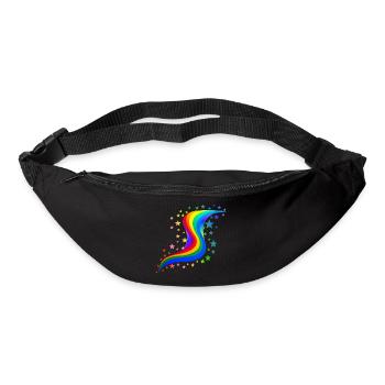 Arc-en-ciel avec étoiles - Rainbow with stars - Sac banane - noir - Devant