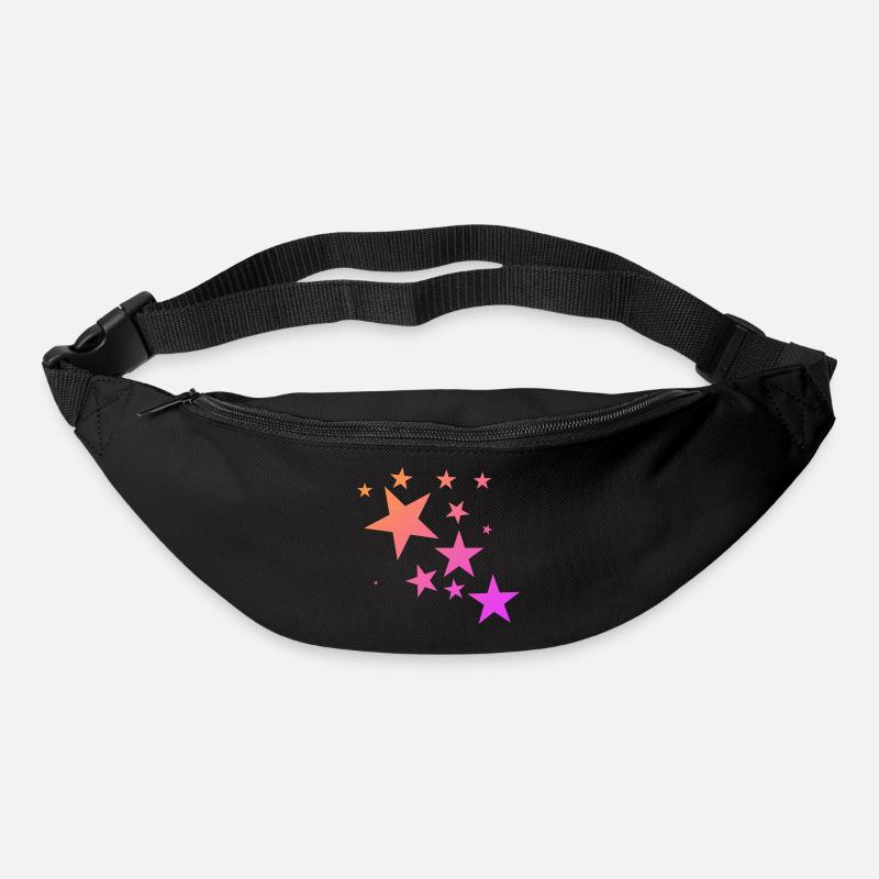 Pink Orange Bunte Sterne Sternenteppich Muster - Gürteltasche - Schwarz