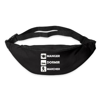 Tshirt de Randonnée Manger Dormir Marcher - Sac banane - noir - Devant