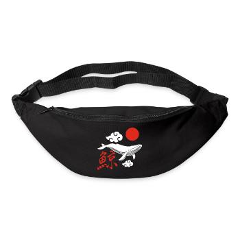 Baleine blanche et soleil rouge - Sac banane - noir - Devant