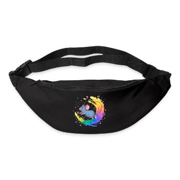 Bunte Maus im Farbwirbel - Gürteltasche - Schwarz - Vorne