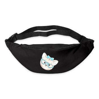 Cute nerd kitten with glasses & bow - Bum bag - black - Front