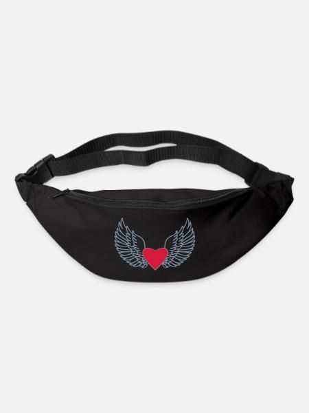 Herz und Flügel - Gürteltasche - Schwarz