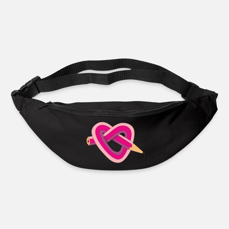 crayon coeur - Sac banane - noir