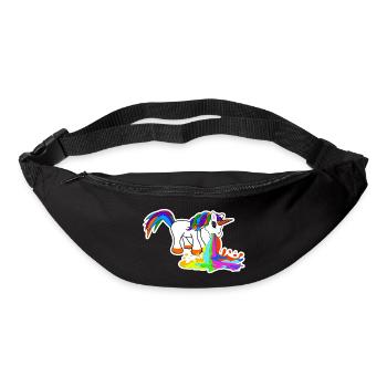 Süß Kotzendes Einhorn Geburtstag Pferd Geschenk - Gürteltasche - Schwarz - Vorne