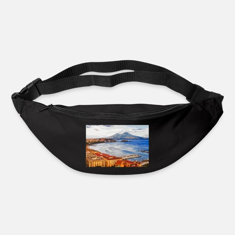 Die Bucht von Neapel (digitale Zeichnung) - Gürteltasche - Schwarz